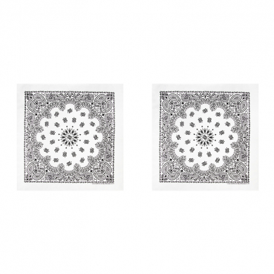 Банданы,повязки на голову, хлопковые "Узор Пейсли" 55 х 55 см, цвет белый (Набор 2 шт.)