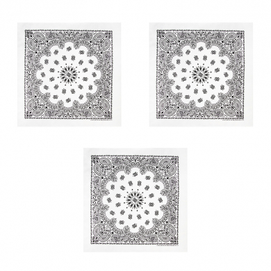 Банданы,повязки на голову, хлопковые "Узор Пейсли" 55 х 55 см, цвет белый (Набор 3 шт.)