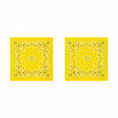 Банданы, хлопковые "Узор Пейсли" 55 х 55 см, цвет лимонный (Набор 2 шт.)