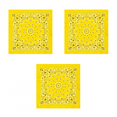Банданы хлопковые "Узор Пейсли" 55 х 55 см, цвет лимонный (Набор 3 шт.)