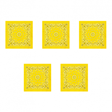 Банданы хлопковые "Узор Пейсли" 55 х 55 см, цвет лимонный (Набор 5 шт.)