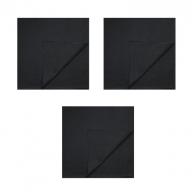 Банданы, повязки на голову, хлопковые однотонные , цвет черный,  (Набор 3 шт.)