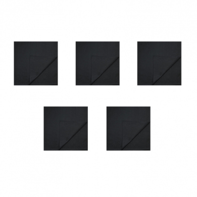 Банданы, повязки на голову, хлопковые однотонные , цвет черный, (Набор 5 шт.)