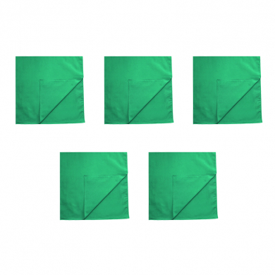 Банданы, повязки на голову, хлопковые однотонные, цвет зеленый, (Набор 5 шт.)