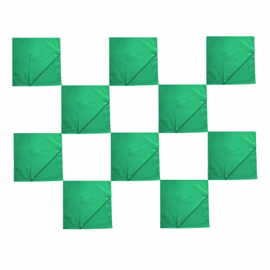 Банданы, повязки на голову, хлопковые однотонные, цвет зеленый, (Набор 10 шт.)