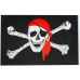 Флаг пиратский "Веселый Роджер" пират в бандане с повязкой, большой 60х90см (Набор 5 шт.)