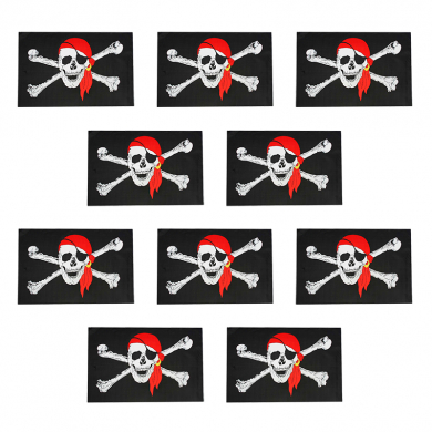 Флаг пиратский "Веселый Роджер" пират в бандане с повязкой, большой 60х90см (Набор 10 шт.)