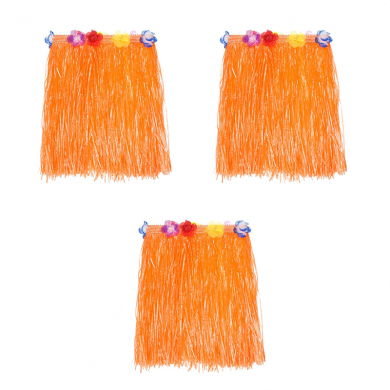 Юбка гавайская 40 см оранжевая (Набор 3 шт.)