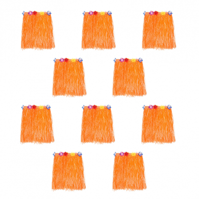 Юбка гавайская 40 см оранжевая (Набор 10 шт.)