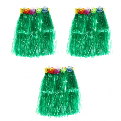 Гавайская юбка, цвет зеленый 40 см (Набор 3 шт.)