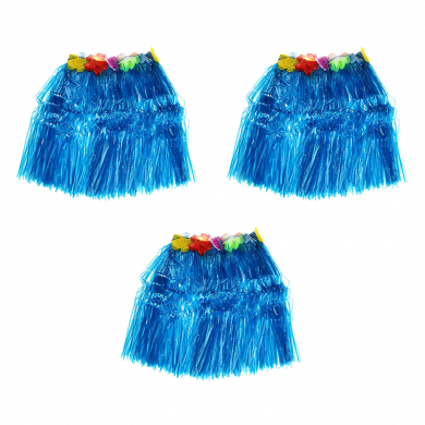 Гавайская юбка 40 см, цвет синий голубой (Набор 3 шт.)