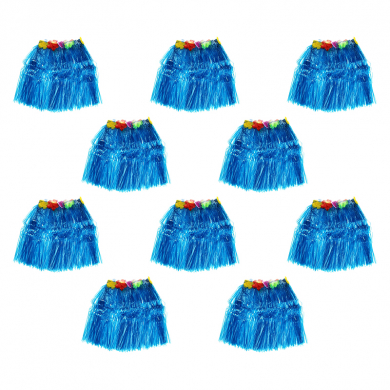 Гавайская юбка 40 см, цвет синий голубой (Набор 10 шт.)