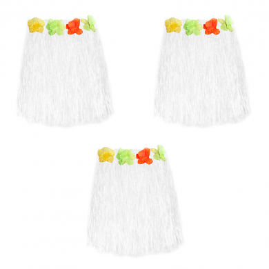 Гавайская юбка, цвет белый 40 см (Набор 3 шт.)