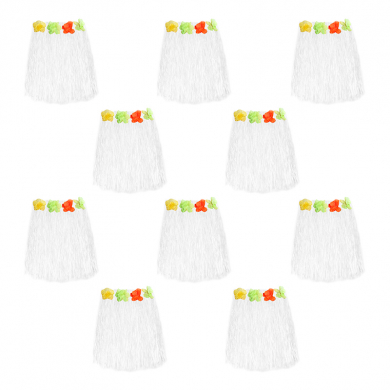 Гавайская юбка, цвет белый 40 см (Набор 10 шт.)