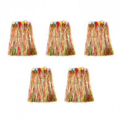 Юбка гавайская длинная 60 см, разноцветная с цветочками (Набор 5 шт.)