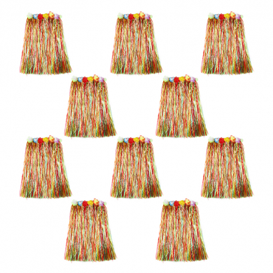 Юбка гавайская длинная 60 см, разноцветная с цветочками (Набор 10 шт.)