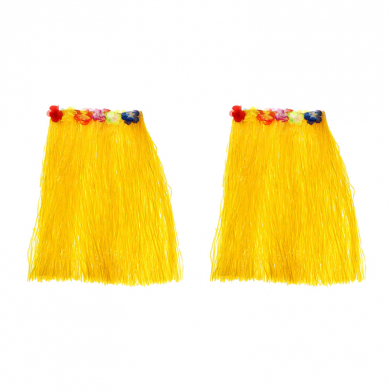 Гавайская юбка длинная желтая, 60 см (Набор 2 шт.)