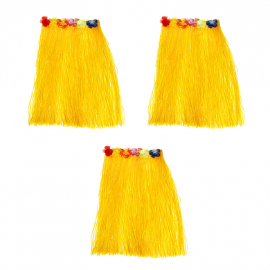 Гавайская юбка длинная желтая, 60 см (Набор 3 шт.)