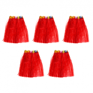 Гавайская юбка длинная 60 см, цвет красный (Набор 5 шт.)