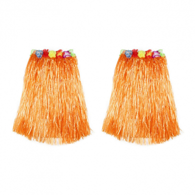 Гавайская юбка длинная оранжевая, 60 см (Набор 2 шт.)