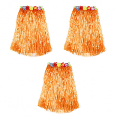 Гавайская юбка длинная оранжевая, 60 см (Набор 3 шт.)