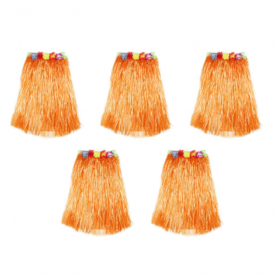 Гавайская юбка оранжевая длинная, 60 см (Набор 5 шт.)