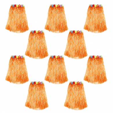 Гавайская юбка длинная оранжевая, 60 см (Набор 10 шт.)