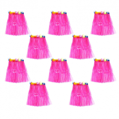 Гавайская юбка длинная 60 см, цвет розовый (Набор 10 шт.)