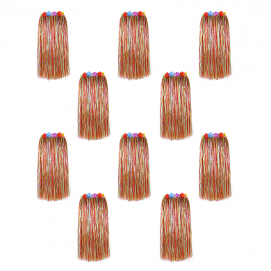 Гавайская юбка длинная разноцветная с цветочками, 80 см (Набор 10 шт.)