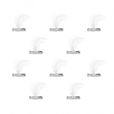 Повязка на голову с пером, цвет белый (Набор 10 шт.)