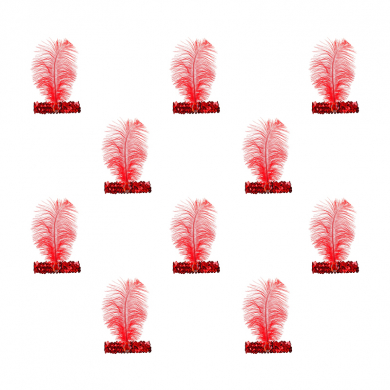 Повязка на голову с пером, цвет красный (Набор 10 шт.)