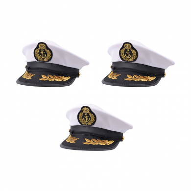 Фуражка морская взрослая капитанская "Отважный капитан", кепка моряка с козырьком (Набор 3 шт.)