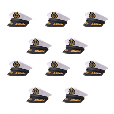 Фуражка морская взрослая капитанская "Отважный капитан", кепка моряка с козырьком (Набор 10 шт.)