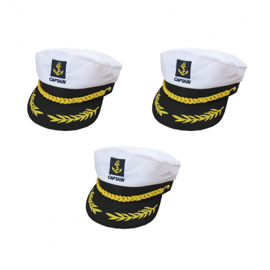Фуражка морская взрослая капитанская "Captain", кепка капитана моряка с козырьком (Набор 3 шт.)