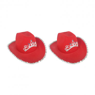 Шляпа ковбойская женская красная "Ковбой" (Набор 2 шт.)