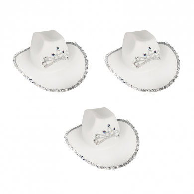 Шляпа ковбойская женская белая "Ковбой" (Набор 3 шт.)