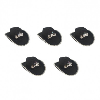 Шляпа ковбойская женская черная "Ковбой" (Набор 5 шт.)