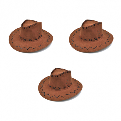 Ковбойская шляпа "Настоящий ковбой" взрослая (Набор 3 шт.)