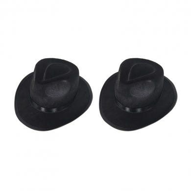 Гангстерская Шляпа фетр черная "Гангстер мафиози" 31*28*11см (Набор 2 шт.)