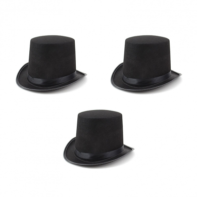 Цилиндр черный фетровый, шляпа карнавальная размер 59-60 (Набор 3 шт.)