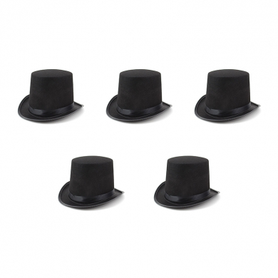 Цилиндр черный фетровый, шляпа карнавальная размер 59-60 (Набор 5 шт.)