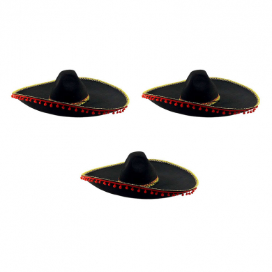 Шляпа "Сомбреро" Черная (Набор 3 шт.)