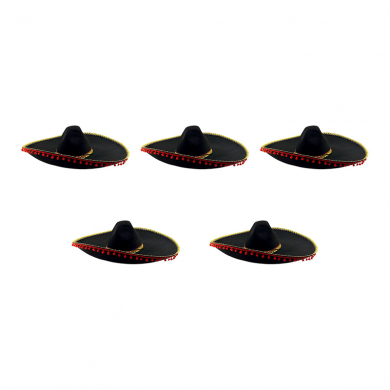 Шляпа "Сомбреро" Черная (Набор 5 шт.)