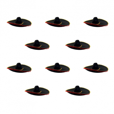 Шляпа "Сомбреро" Черная (Набор 10 шт.)