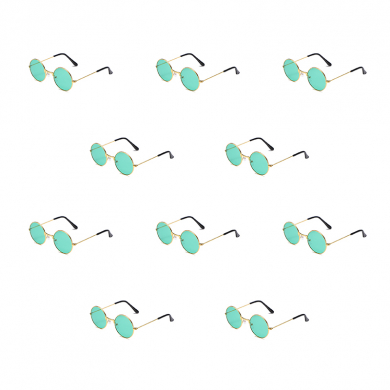 Очки круглые Джона Леннона зеленые,  имиджевые, для селфи, взрослые (Набор 10 шт.)