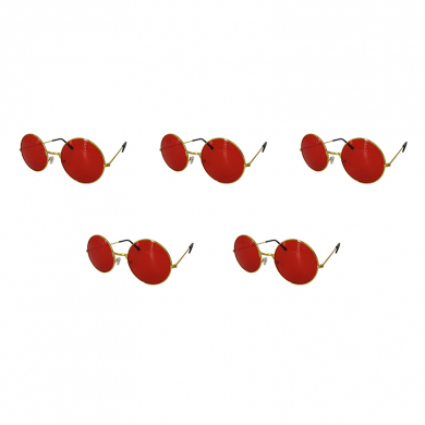 Очки круглые Джона Леннона красные, имиджевые,  взрослые (Набор 5 шт.)