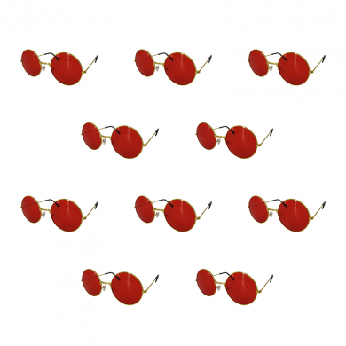 Очки круглые Джона Леннона красные, имиджевые,  взрослые (Набор 10 шт.)