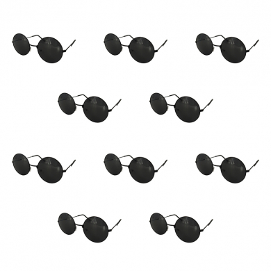 Очки круглые Джона Леннона черные, тишэйды, имиджевые, для селфи, солнцезащитные, хиппи, взрослые (Набор 10 шт.)