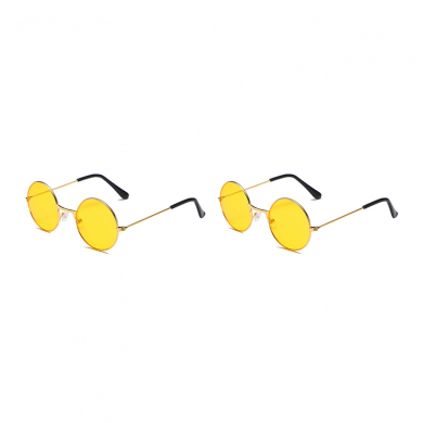 Очки круглые Джона Леннона желтые, тишэйды, имиджевые, для селфи, солнцезащитные, хиппи, взрослые (Набор 2 шт.)