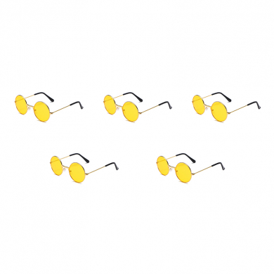 Очки круглые Джона Леннона желтые, тишэйды, имиджевые, для селфи, солнцезащитные, хиппи, взрослые (Набор 5 шт.)